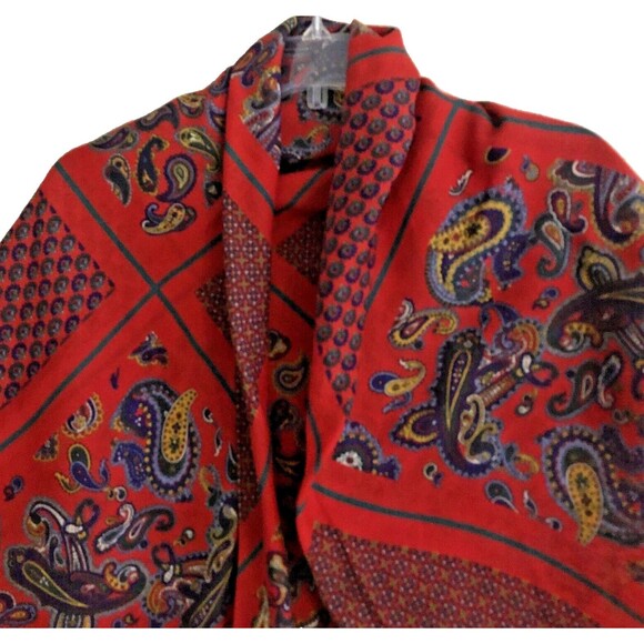 The Limited Wool Blend Fringe Shawl Scarf Vintage 80s Boho Red Paisley 45"x46" - Picture 1 of 10